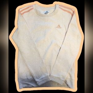adidas Beige Sweatshirt with Pink Shoulder Stripes